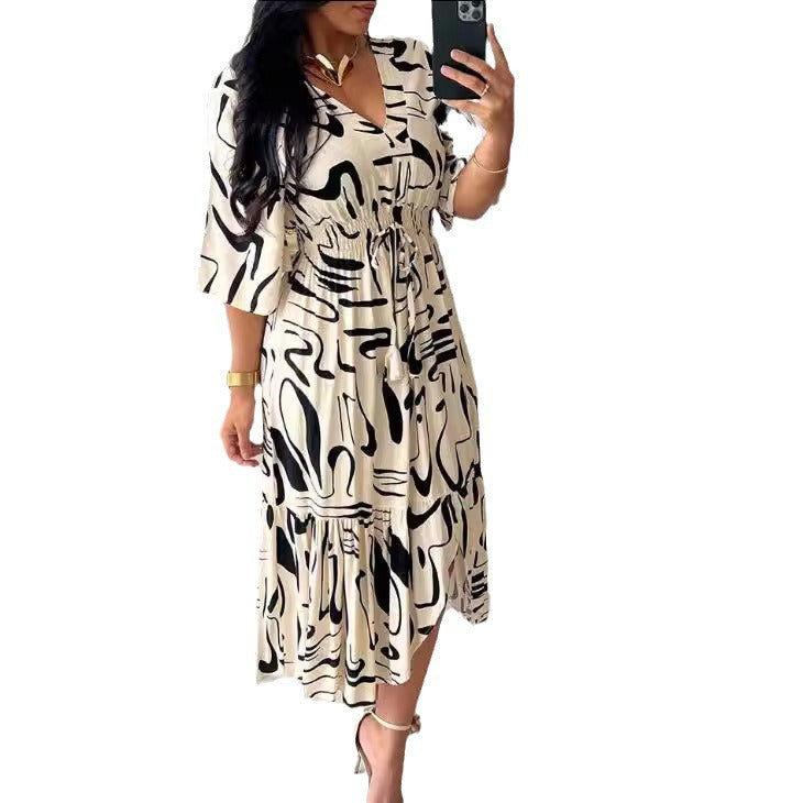 Fina Dam Klänningar Lång Klänning med Rynkade Ärmar i Polyester-6