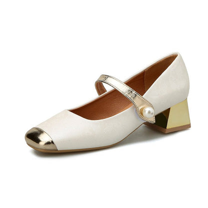 Dam Skor Mary Jane Pumpar med Blockhäl och Dekorativ Rem 8