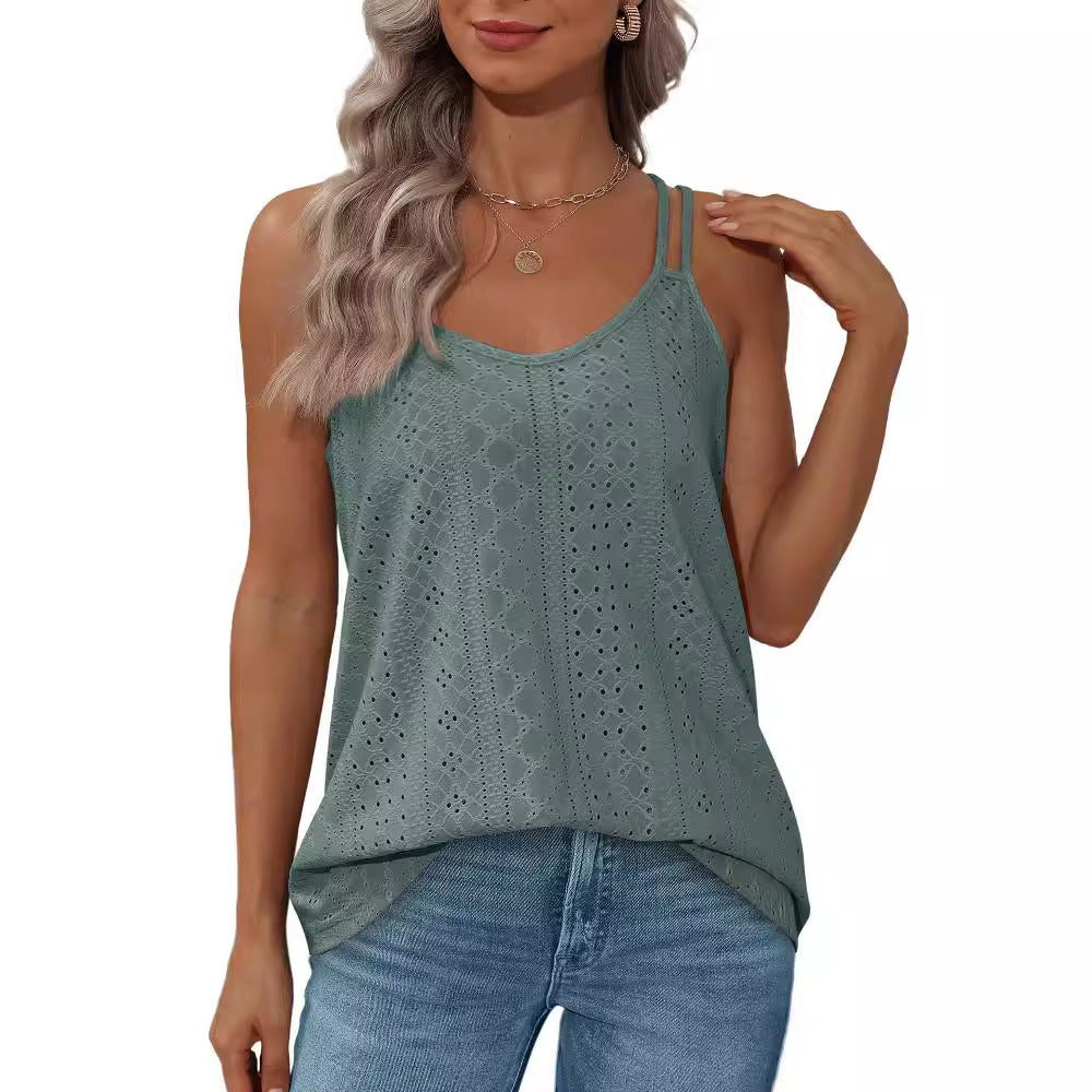 Dam Tank Top Ärmlös Rund Krage Polyester Lätt-4