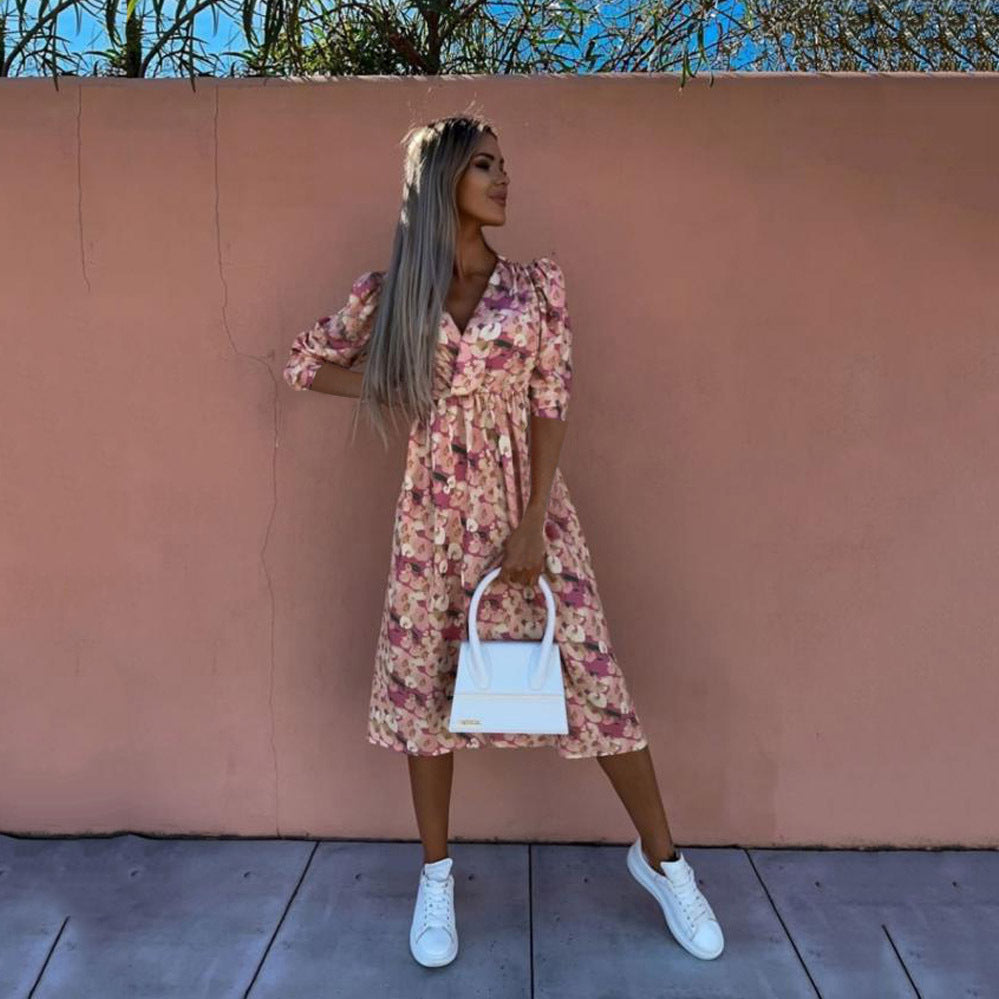 Kvinnors Mini Klänning V-Ringning Spandex-4