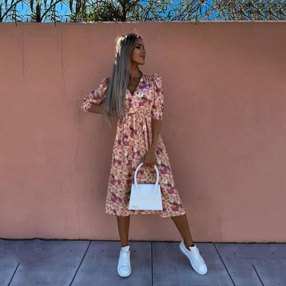 Kvinnors Mini Klänning V-Ringning Spandex-4