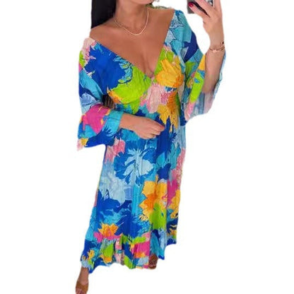 Fina Dam Klänningar Lång Strandklänning Lätt Polyester-6