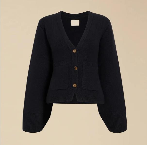Kvinnor Cardigan Modern Bomull Knappstängning 5