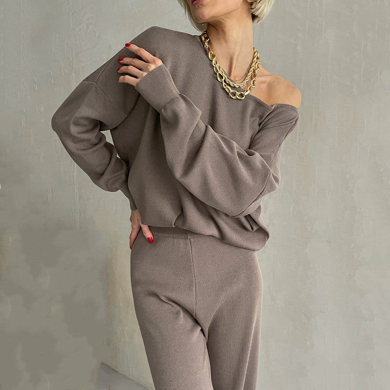 Dam Byxset Slim Fit Akryl Koreansk Stil-6