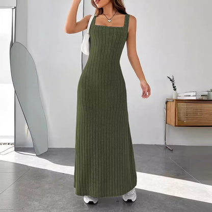 Maxiklänning Dam Hög Midja Spaghettisnören Polyester Lång Klänning-4