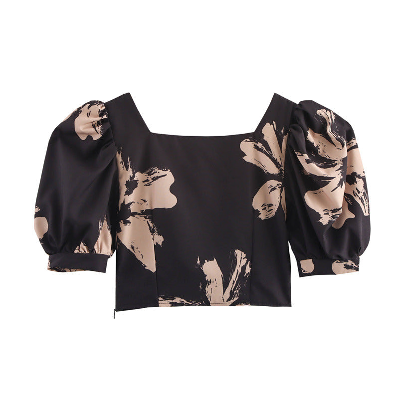 Kvinnors Topp Tryckt Polyester Avslappnad Passform-3