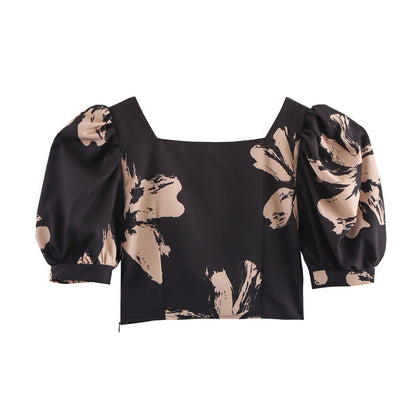 Kvinnors Topp Tryckt Polyester Avslappnad Passform-3