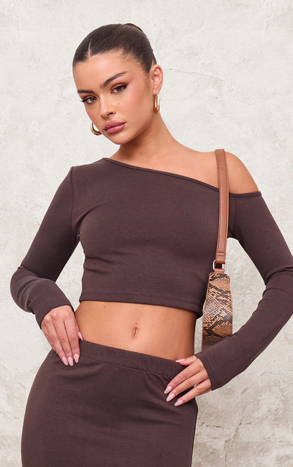 Kvinnors Off-Shoulder Klänning Slim Fit Mjölksilk-4