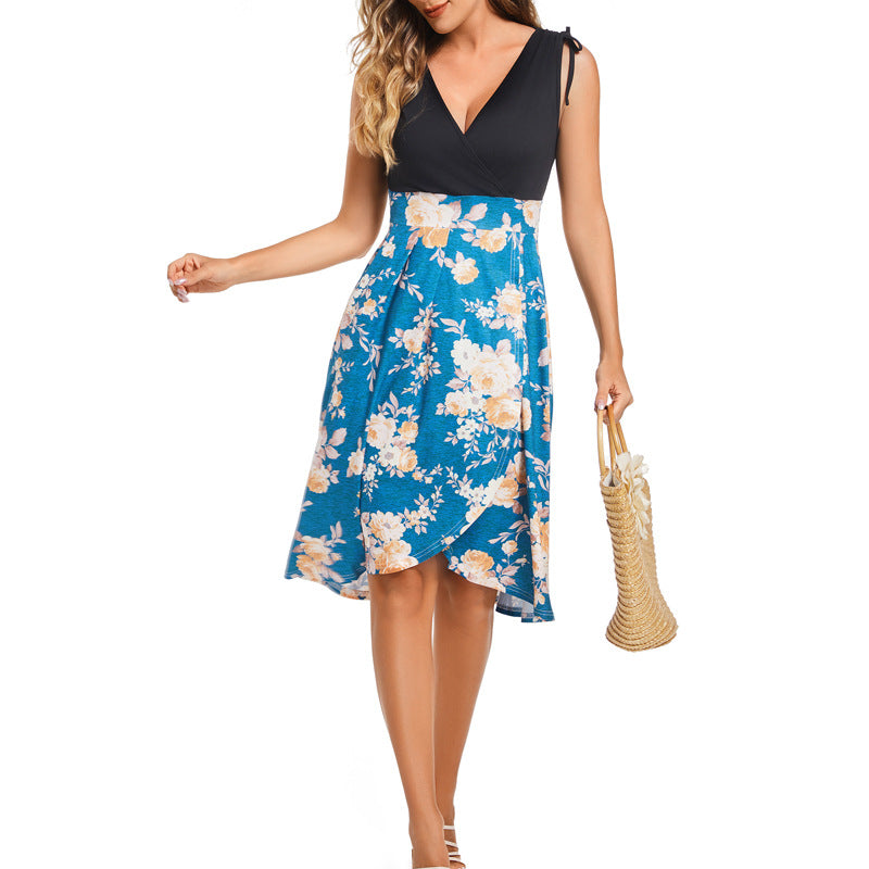 Dam Klänning Blommig Ärmlös Polyester Medel Längd-2