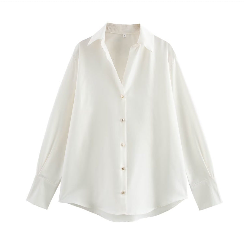 Unisex Skjorta V-Neck Långärmad Polyester-5
