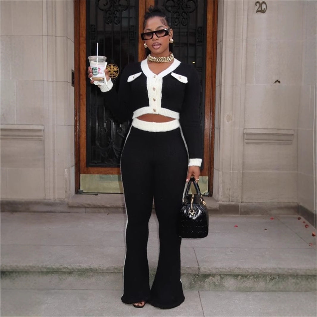 Dam Byxdress Avslappnad Stil Färgblockering Polyester-4