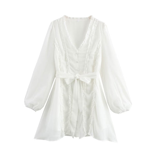 Dam A-Line Kjol V-ringning Volanger Högkvalitativt Tyg-1