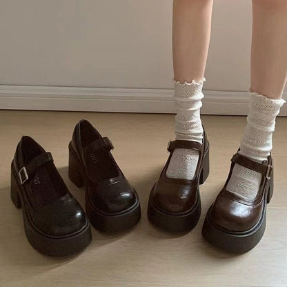 Dam Skor Mary Jane Pumpar Modern Design med Blockhäl och Vadderad Fotbädd 5