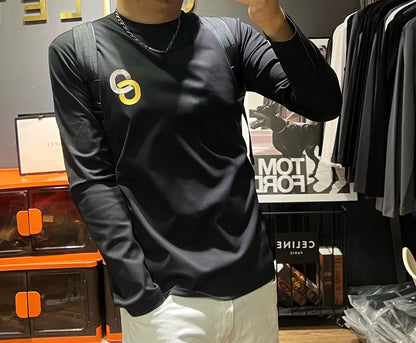 Herr T-Shirt Långärmad Dubbel-Sidig Mjuk Bomull-2