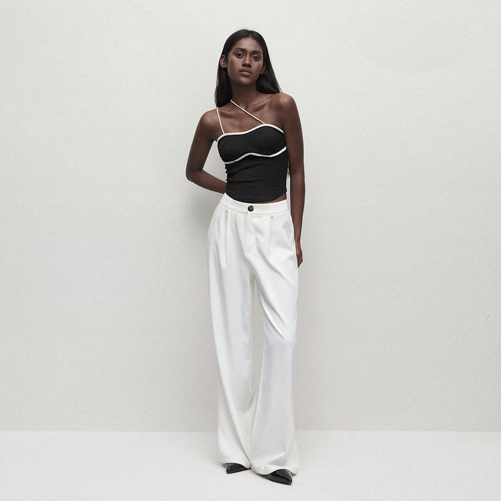 Kvinnors Topp Asymmetrisk Design Elastisk Material-5