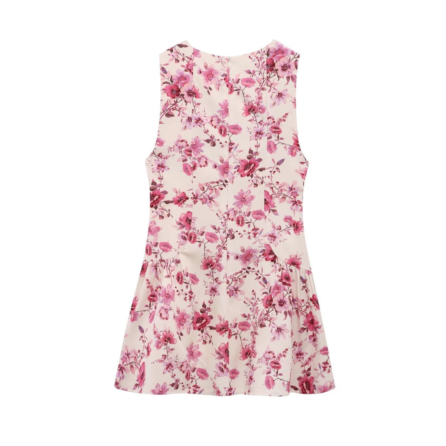 Dam Jumpsuit Blommig Silke A-Linjeform Ärmlös-3