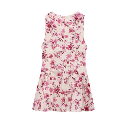 Dam Jumpsuit Blommig Silke A-Linjeform Ärmlös-3