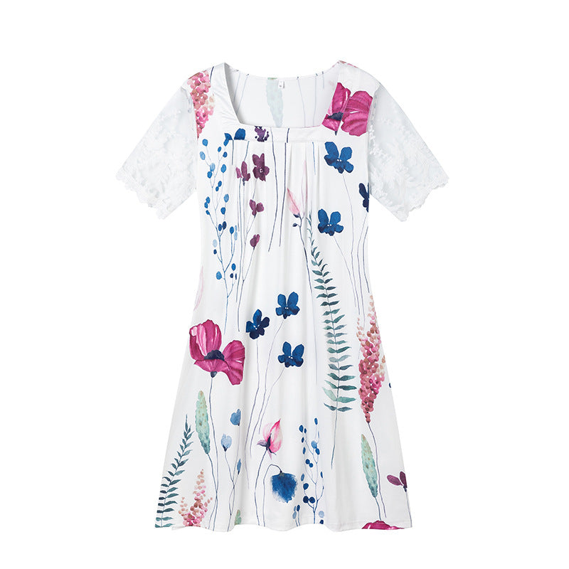 Variant image for Damklänning A-linjeformad Midi Blommönster Polyester Elegant-1