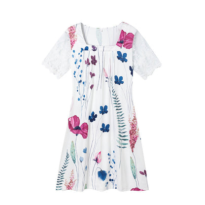 Variant image for Damklänning A-linjeformad Midi Blommönster Polyester Elegant-1