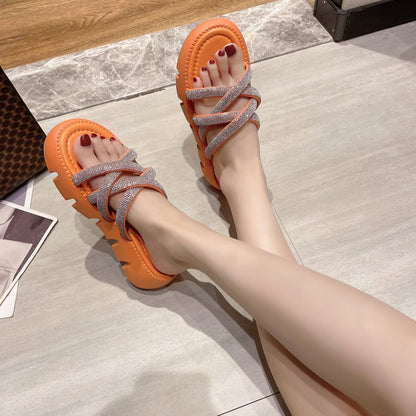 Dam Sandaler Funktionella Ergonomiska Med Glittrande Remmar 8