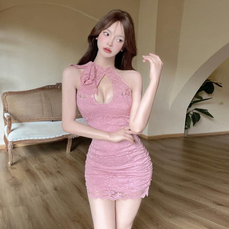 Variant image for Dam Klänning Bodycon Ärmlös Spetsig Kort Tyg-9