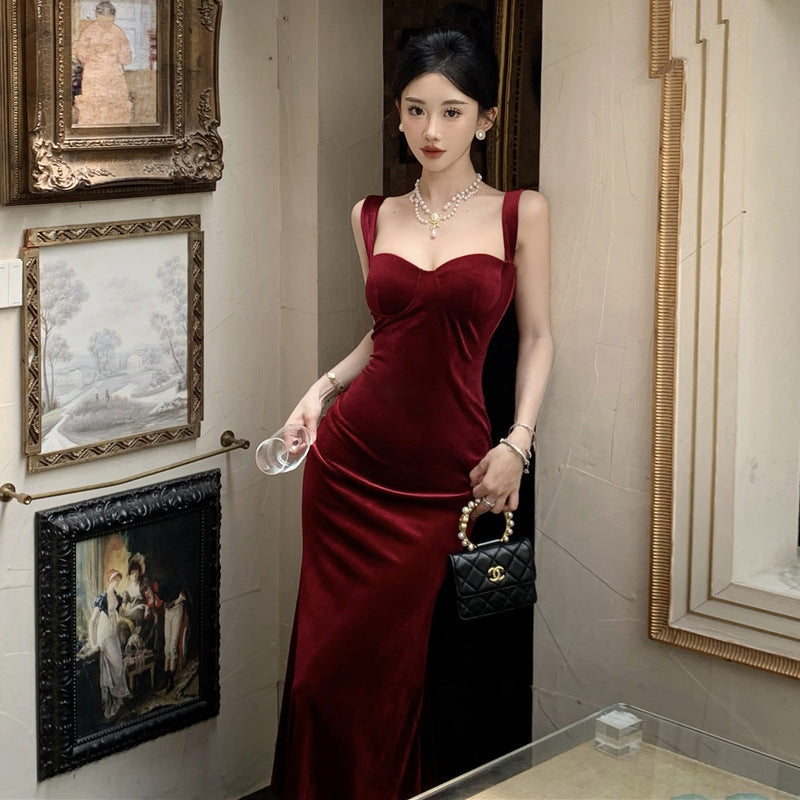 Kvinnors Mermaid Klänning Slim Fit Lång Högkvalitativt Tyg-3