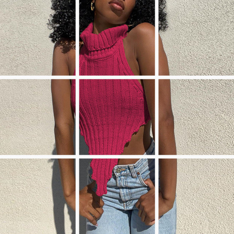 Variant image for Dam Stickad Oregelbunden Väst Polyester Elegant Trendig-4