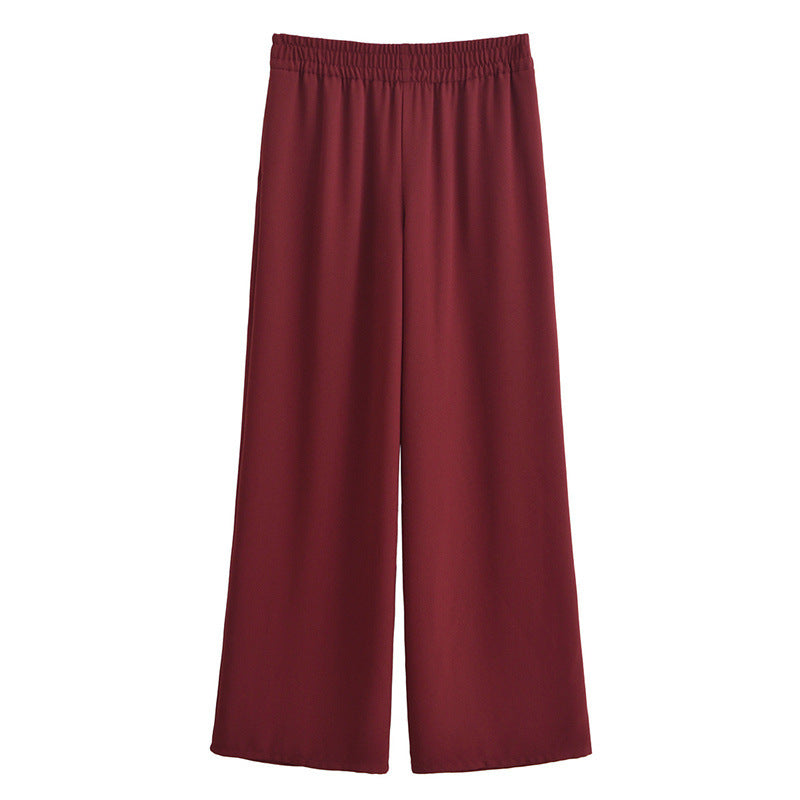Dam Chiffon Set Skjorta och Vida Byxor Elegant Lätt Material 12