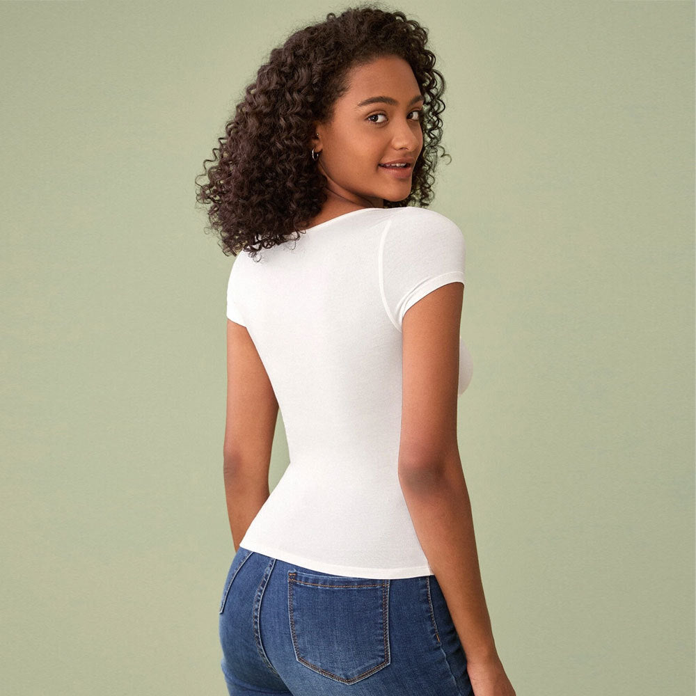 Dam Klänning Kortärmad V-ringad Elastisk Material 2