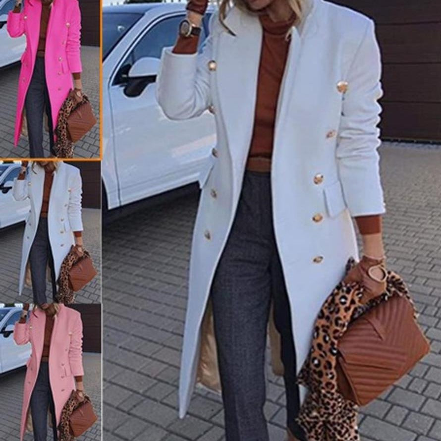 Dam Dubbelknappad Ullrock Medellång Polyester-2