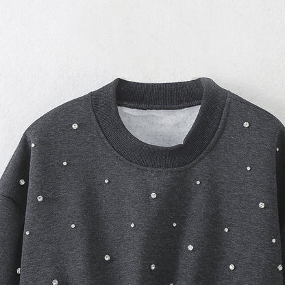 Kvinnor Beskuren Tröja med Mousserande Detaljer i Bomullsblandning-3