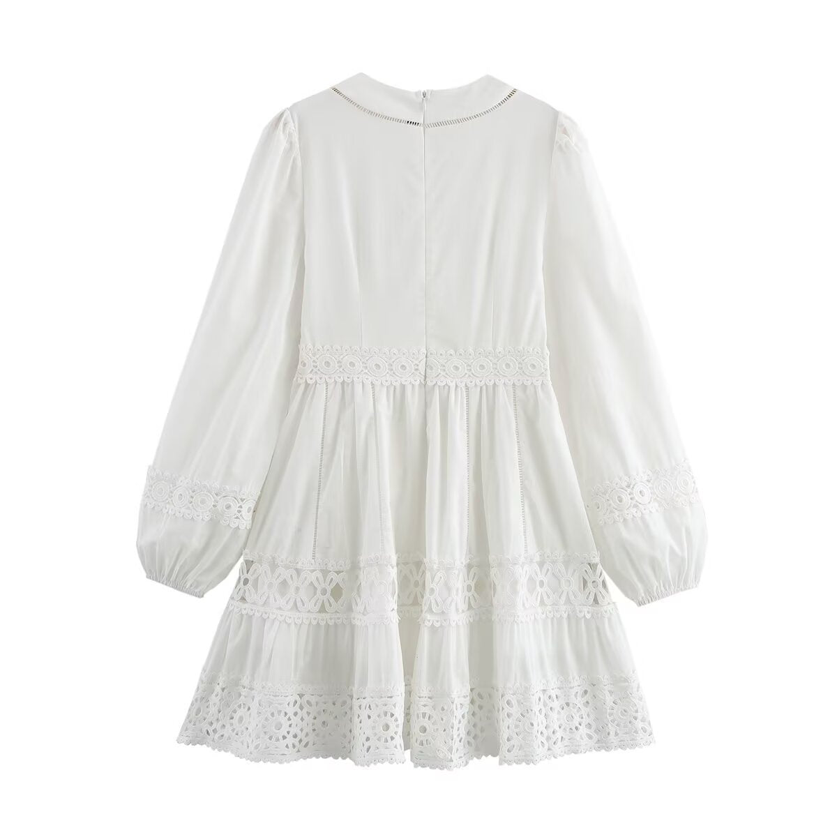 Kvinna A-Line Klänning V-Ringning Viskos Patchwork-3