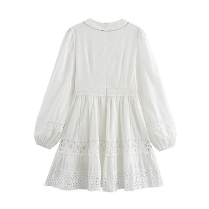 Kvinna A-Line Klänning V-Ringning Viskos Patchwork-3