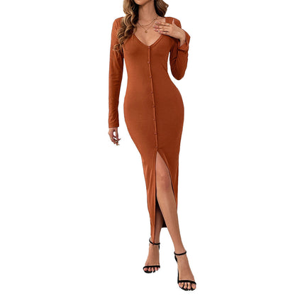 Svart Maxiklänning Dam med Långa Ärmar och Djup V-Hals i Elastiskt Tyg 6
