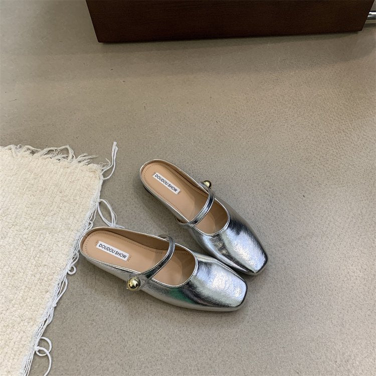 Dam Slingback Pumps i Metallisk Stil med Justerbar Design – Elegant Spetsig Form för Mångsidiga Tillfällen 7