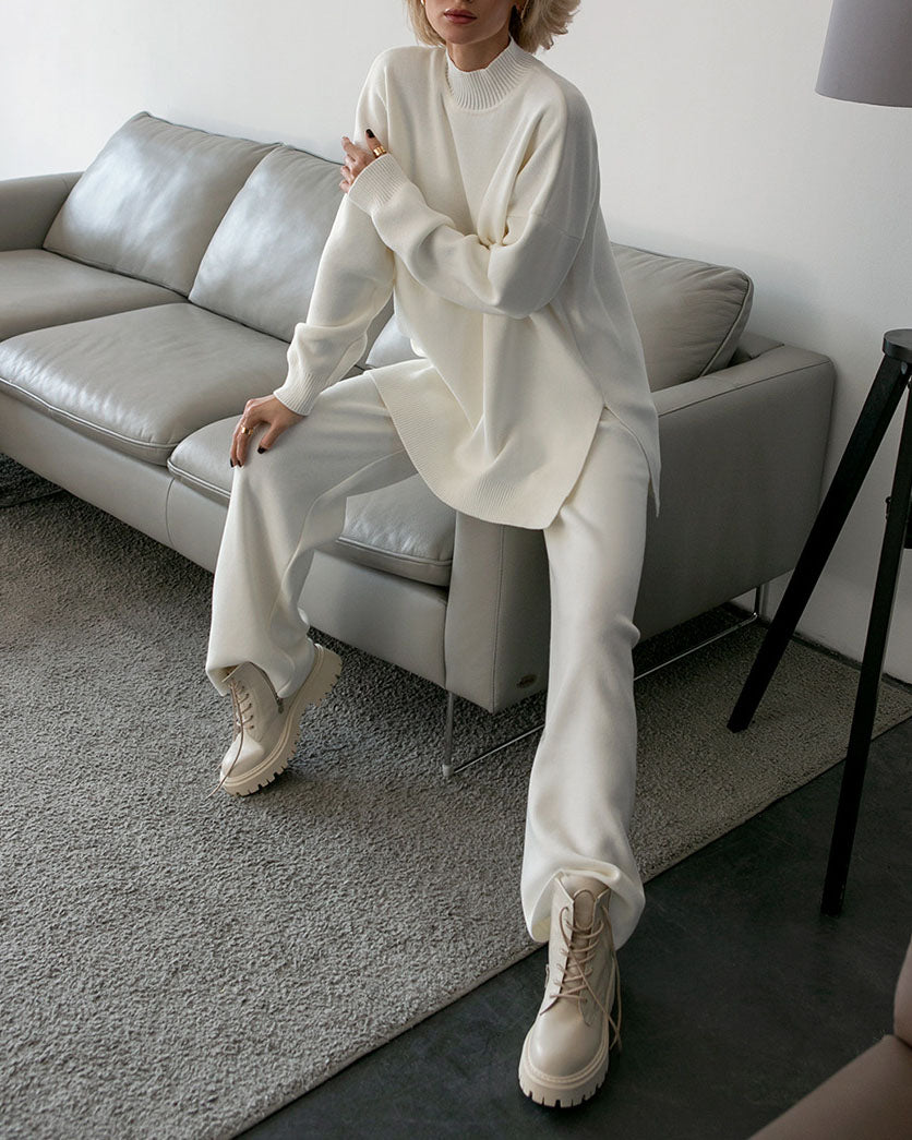 Dam Turtleneck Set Stickad Akryl-4