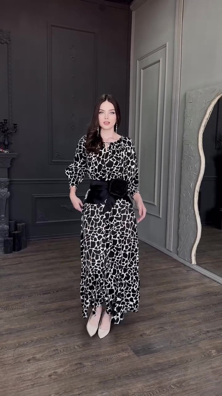 Variant image for Maxiklänning Dam Löst Passform Geometrisk Design Polyester-1