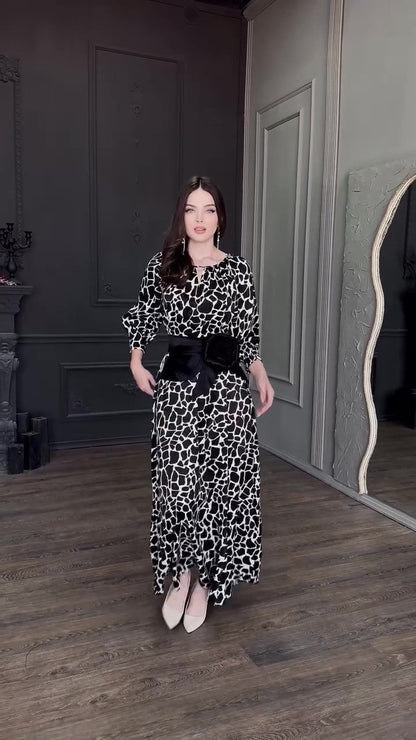 Variant image for Maxiklänning Dam Löst Passform Geometrisk Design Polyester-1