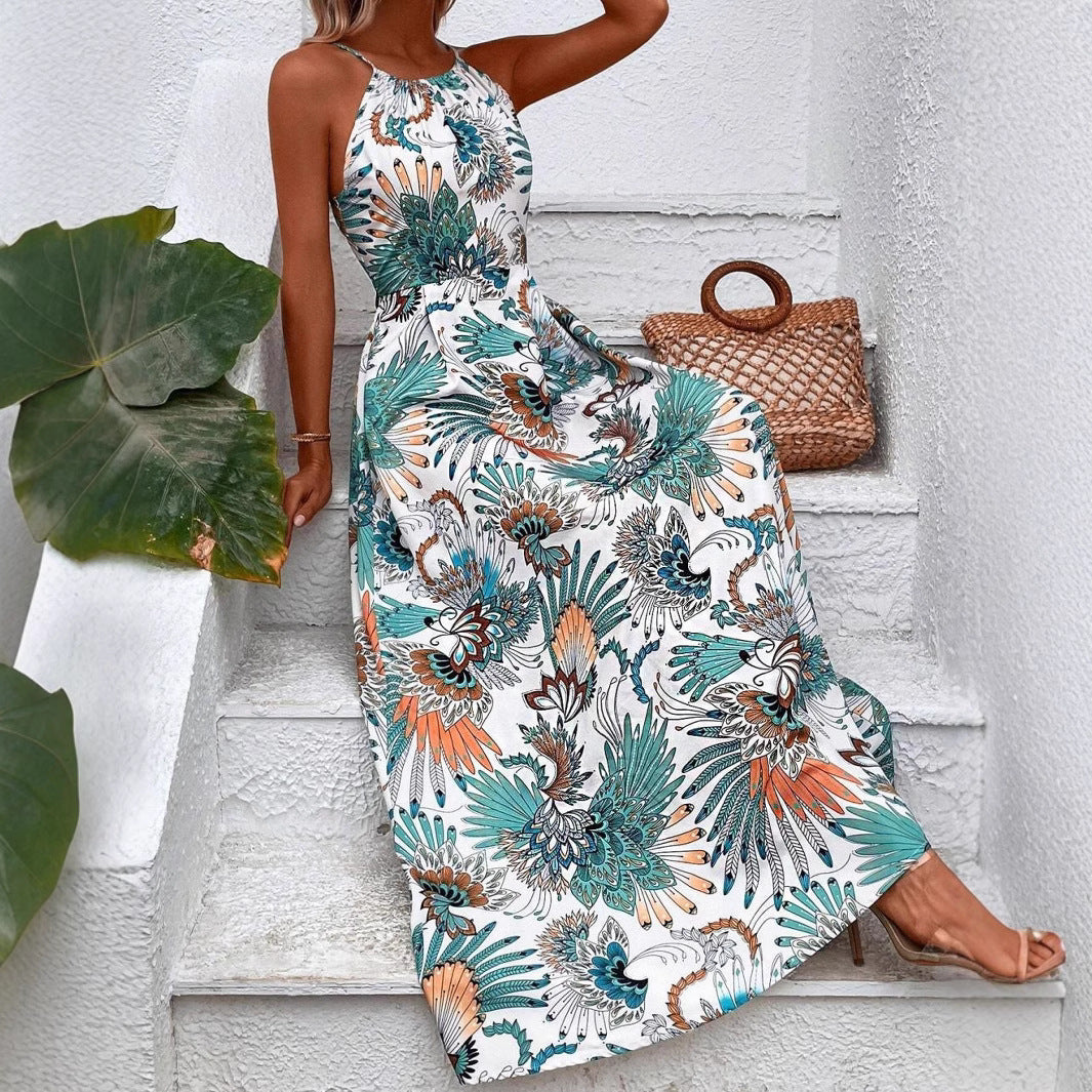 Dam Nattklänning Blommig Utan Ärmar Elastisk Polyester-5