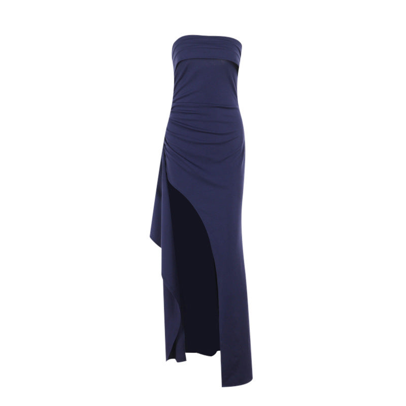 Maxi Klänning Dam Axelfri Design Elegant Slits Stretchigt Tyg 6