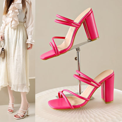 Damernas Höga Klackpantoletter Remdesign Syntetiskt Läder 2