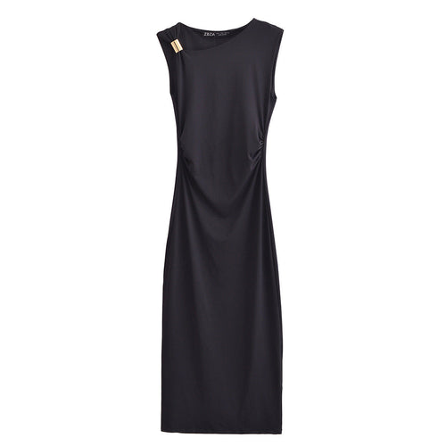 Fina Dam Klänningar Lång Ärm med Metalldekor Polyester-1