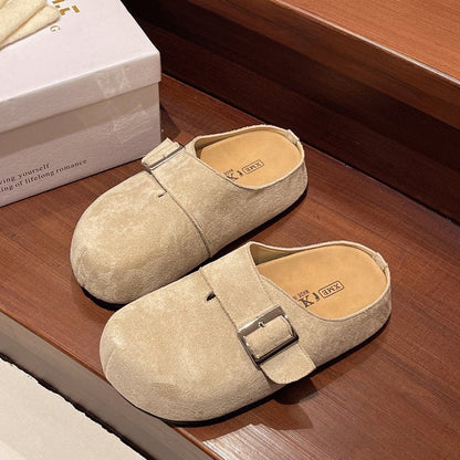 Dam Träskor Justerbara Remmar Mocka med Gummisula-3