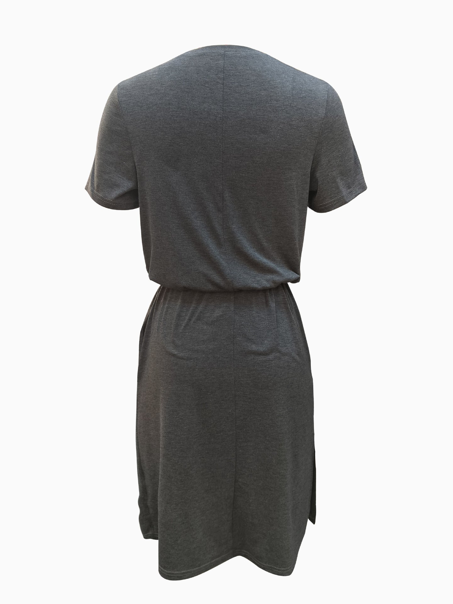 Fina Dam Klänningar Midi Patchwork Polyester Rundhals Korta Ärmar-3