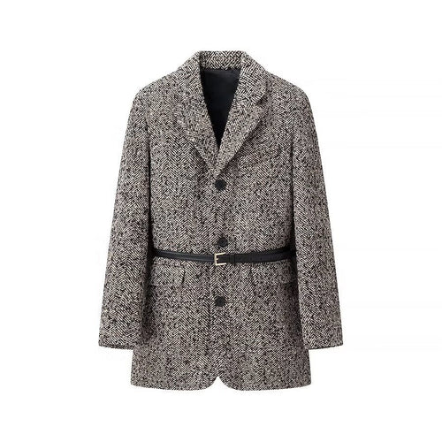 Damjacka Houndstooth Blazer Skräddarsydd Snitt med Bälte 1