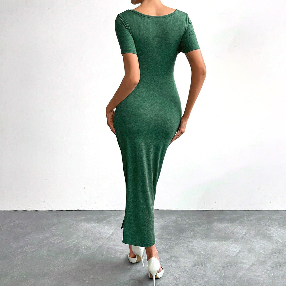Dam Klänning Bodycon Enfärgad Mjuk Polyester-3