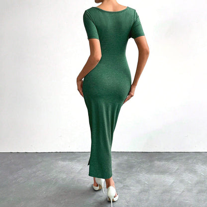 Dam Klänning Bodycon Enfärgad Mjuk Polyester-3