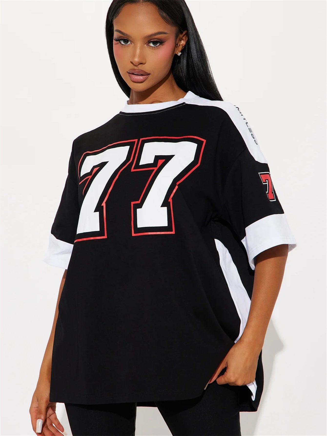 Variant image for Dam Sportig Topp Kort Ärmar Polyester Färgblockerad-4