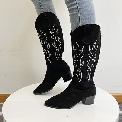 Dam Stövlar i Multicolor Lapptäckmönster - Fashionabel Klack av Mocka, 7 cm Klackhöjd, Stl 36-41 3