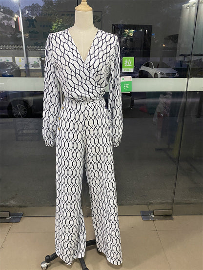 Variant image for Dam Långärmad Topp Hög Midja Bredbyxor Polyester-1